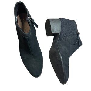 TOMS Women's Loren Ankle Boots Size 9.5 EU 41 Black Suede Felt‎ Wool Blend